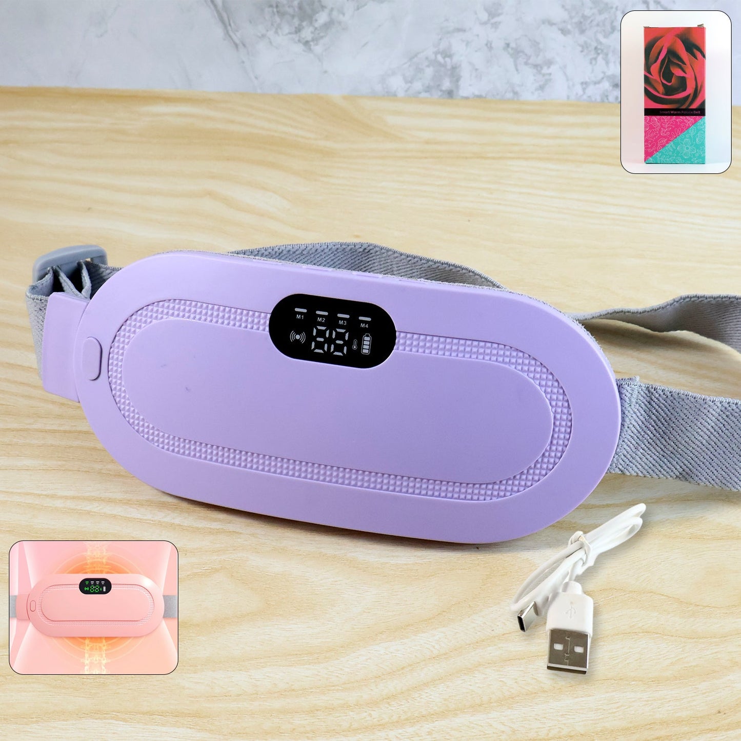 Electric Period Cramp Massager Vibrating Heating Belt for Menstrual Waist Stomach Abdominal Warm Palace Belt (1 Pc)