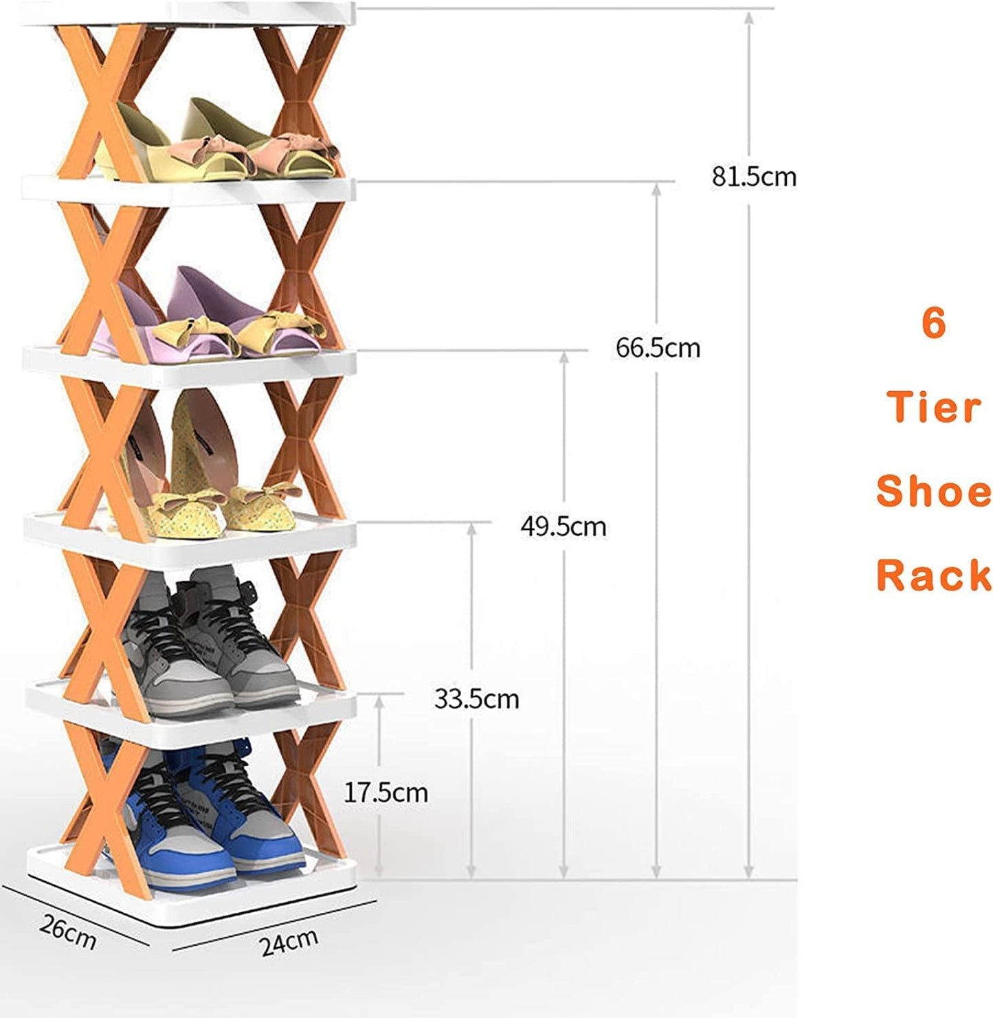 6 Layer Shoe Rack Design Lightweight Adjustable Plastic Foldable Shoe Cabinet Storage