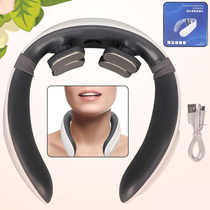 4 Heads Smart Electric Neck And Back Pulse Massager (1 Pc)