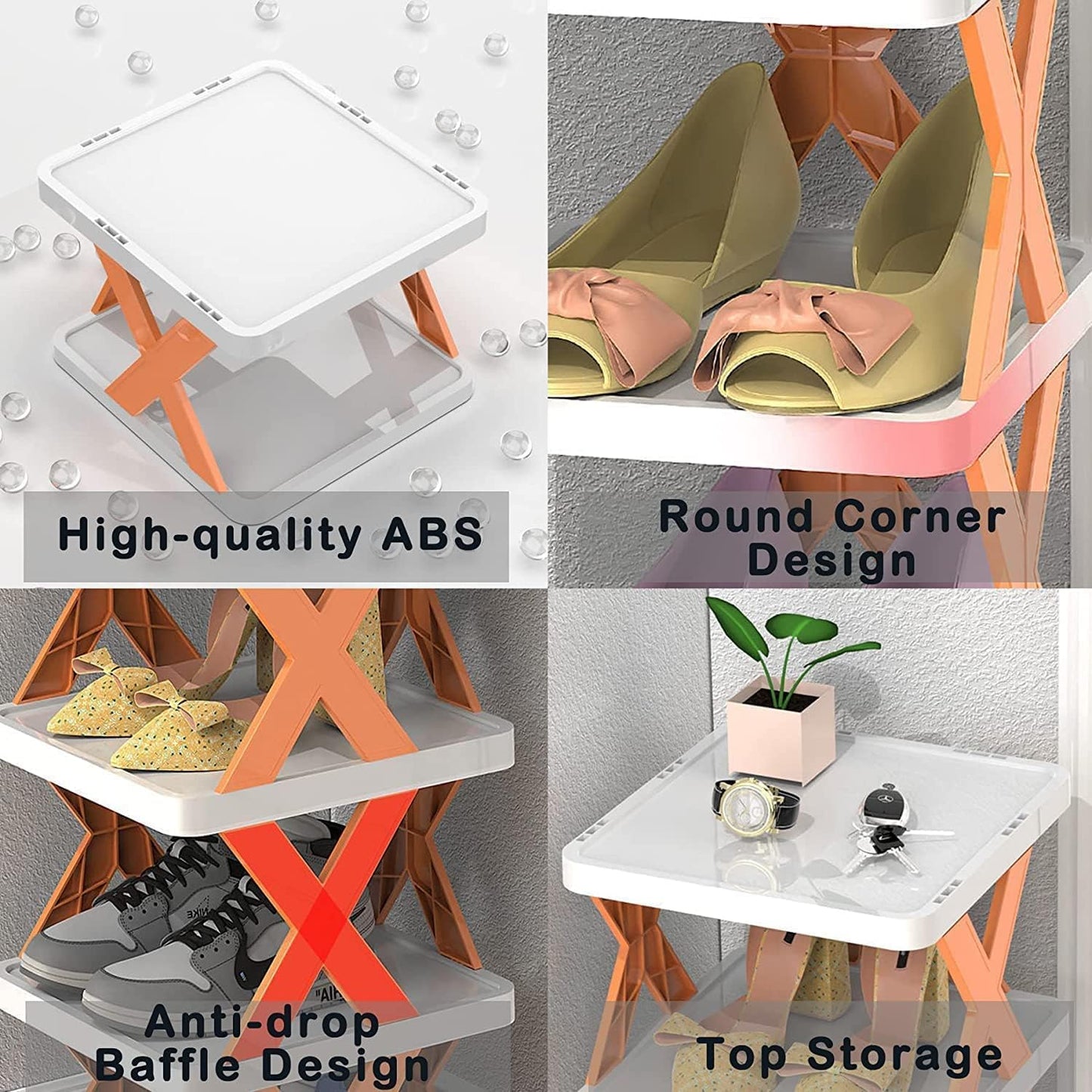 6 Layer Shoe Rack Design Lightweight Adjustable Plastic Foldable Shoe Cabinet Storage