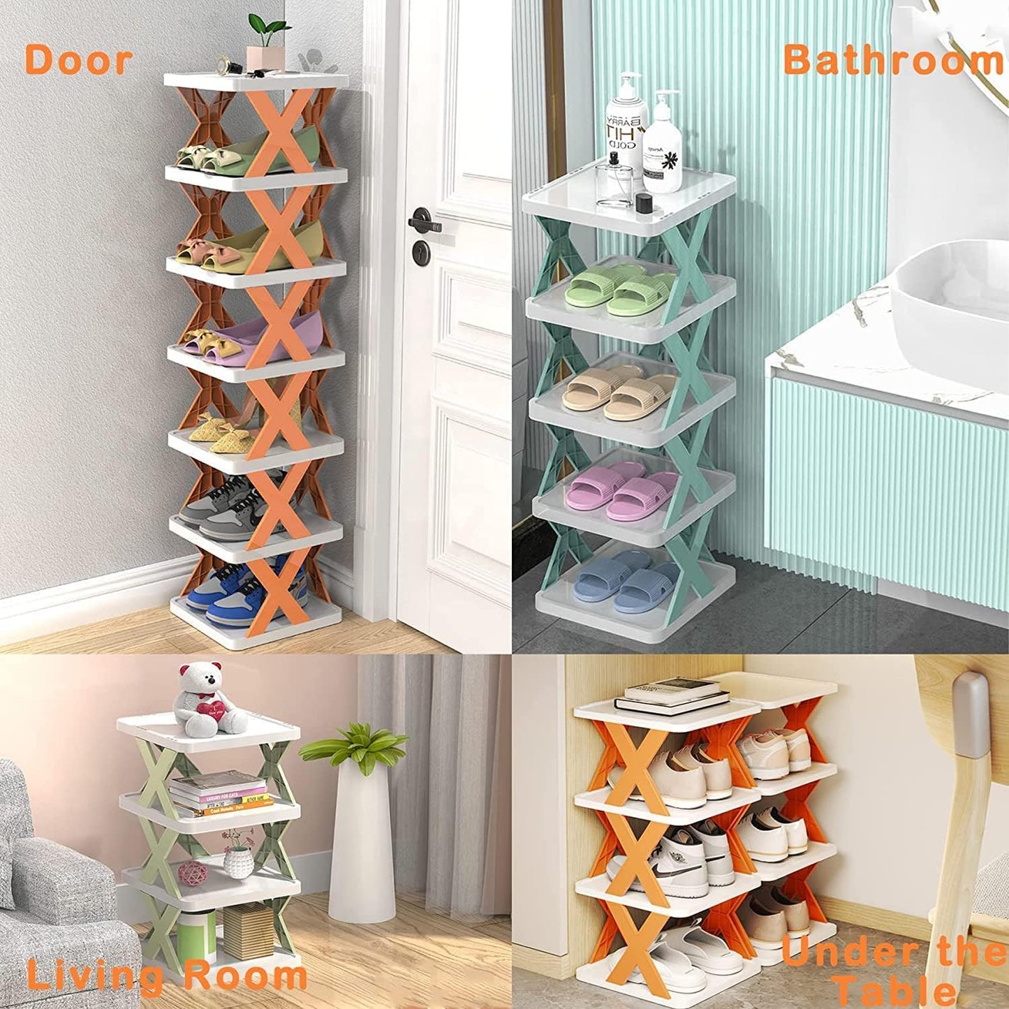 6 Layer Shoe Rack Design Lightweight Adjustable Plastic Foldable Shoe Cabinet Storage