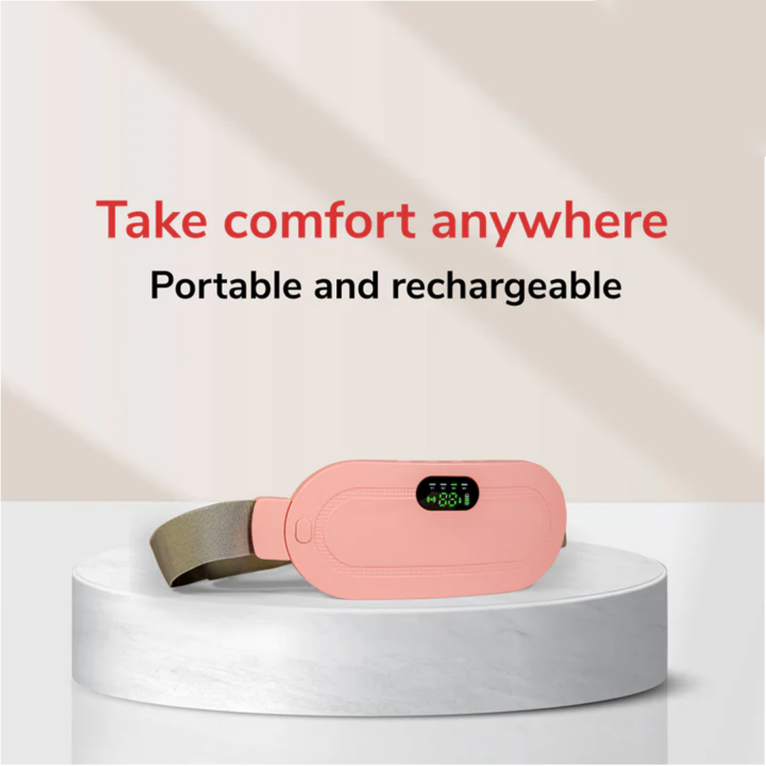 Electric Period Cramp Massager Vibrating Heating Belt for Menstrual Waist Stomach Abdominal Warm Palace Belt (1 Pc)