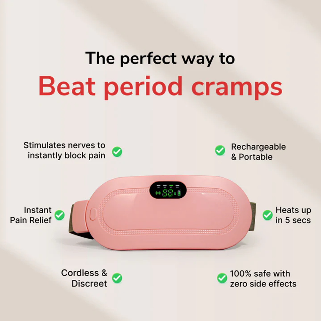 Electric Period Cramp Massager Vibrating Heating Belt for Menstrual Waist Stomach Abdominal Warm Palace Belt (1 Pc)