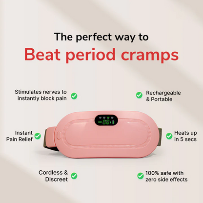 Electric Period Cramp Massager Vibrating Heating Belt for Menstrual Waist Stomach Abdominal Warm Palace Belt (1 Pc)
