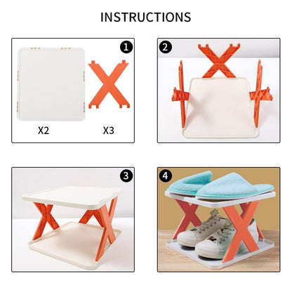 6 Layer Shoe Rack Design Lightweight Adjustable Plastic Foldable Shoe Cabinet Storage